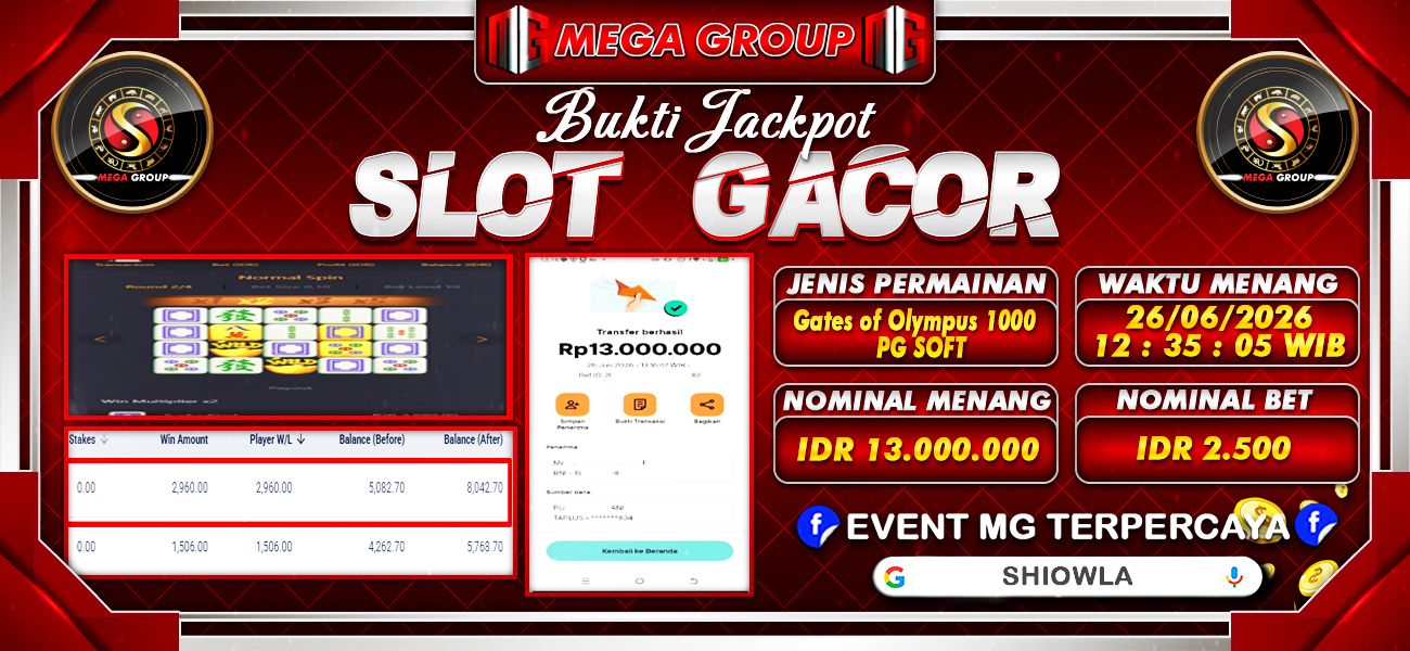 Bukti JP situs Shiowla hari Jumat, 26 Juni 2026