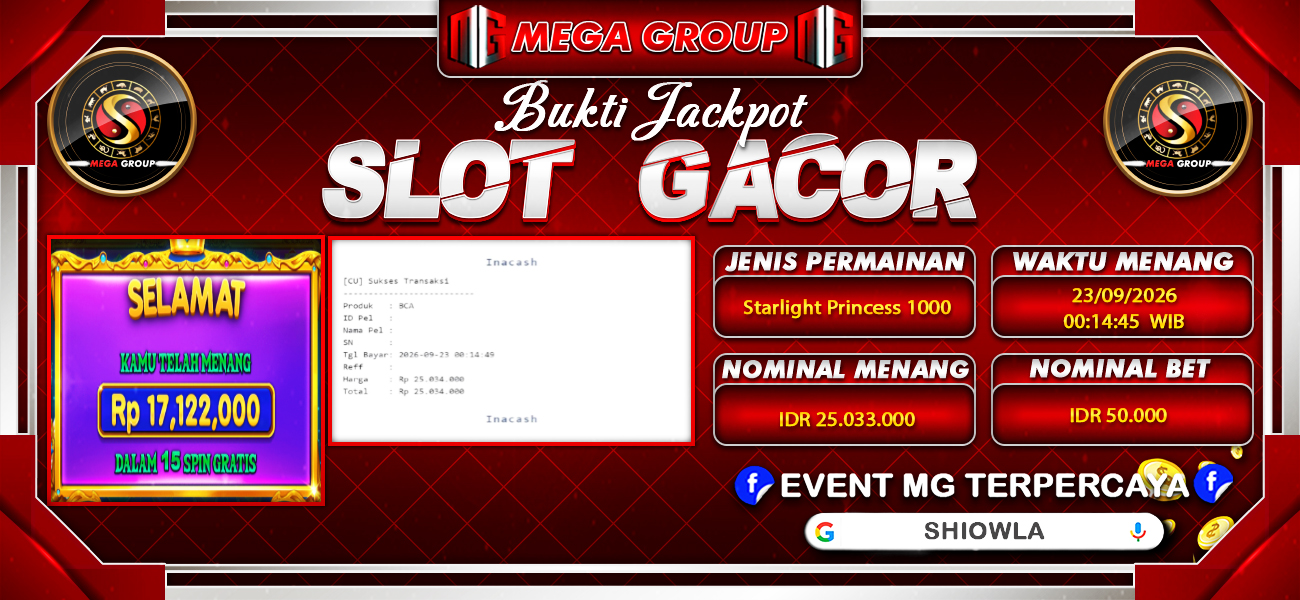 Bukti JP situs Shiowla hari Rabu, 23 September 2026